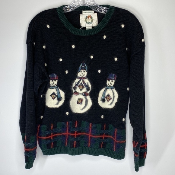 Christopher & Banks Hand Embroidered Snowman Christmas Sweater Medium - Picture 1 of 5